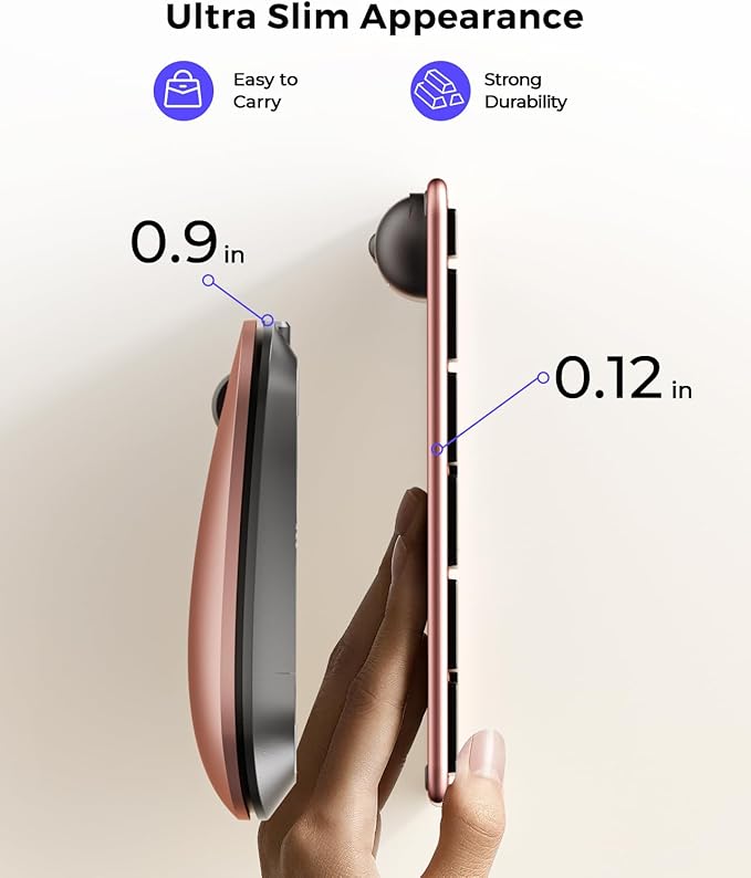 seenda Bluetooth Keyboard and Mouse for Mac, SKM64-2 Multi-Device Rechargeable Slim Wireless Keyboard Mouse Stainless Steel Full Size, Compatible with MacBook Pro/Air, iPad, Mac - Black Rose Gold