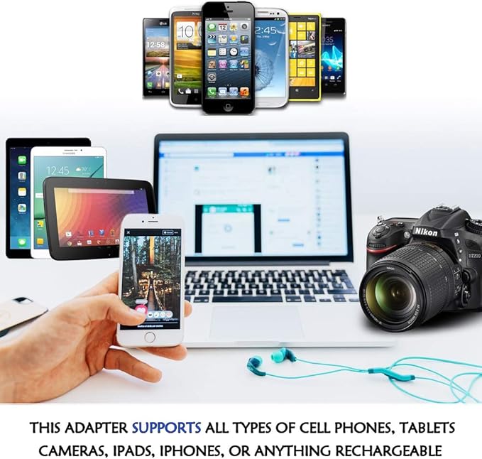 Ceptics USA, Canada to European Plug Adapter - Type C Adapter compatible in Europe, Canada to European travel plug adapter Ideal for Phones, Camera & more - CE Certified - RoHS Compliant - 6 Pack