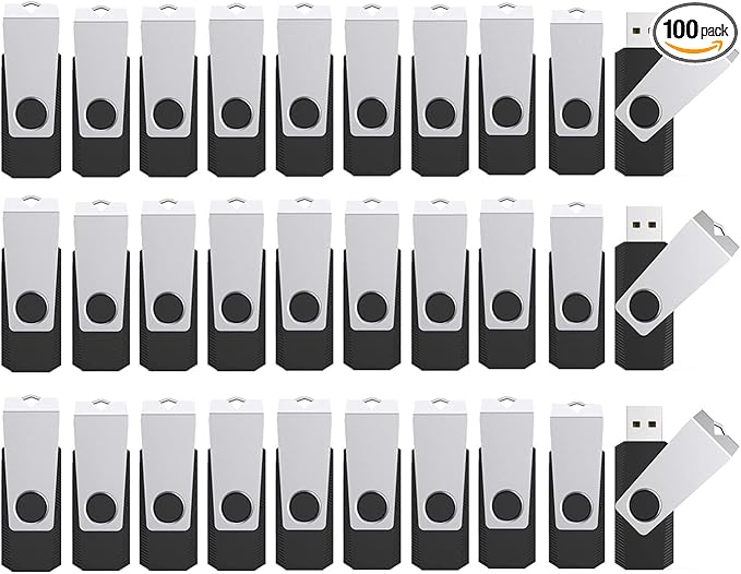 8GB Flash Drives 100 Pack, Wooolken USB 2.0 Thumb Drive with Lanyards Bulk USB Sticks for Weddings,Office, School, Data Storage Backup