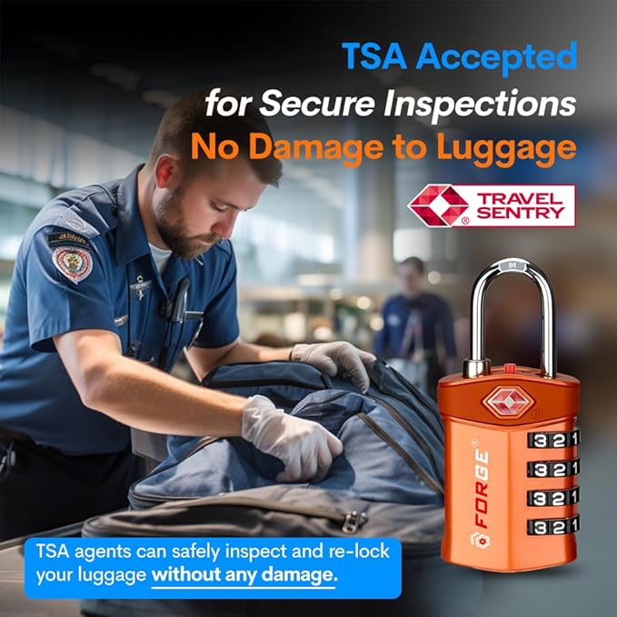 Forge Travel Lock,TSA Approved Luggage Locks for Air Travel, Gym Lockers, School Lockers, Pelican Cases, Gun Case, Easy Read Dials, Durable Alloy Body