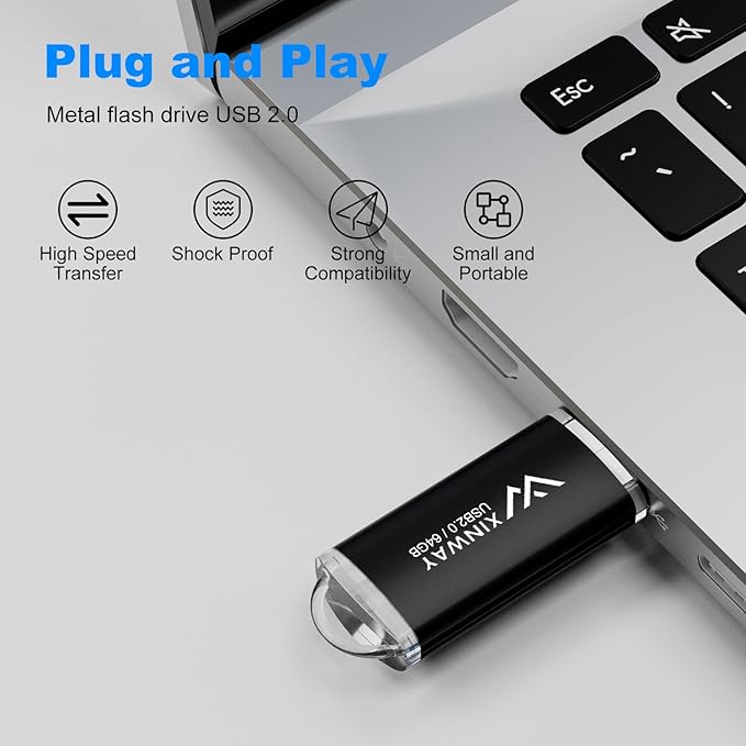 64GB USB 2.0 Flash Drives Thumb Drives Memory Stick Jump Drive Zip Drive, 5 Pack Mixed Colors: Black Blue Green Gold Purple