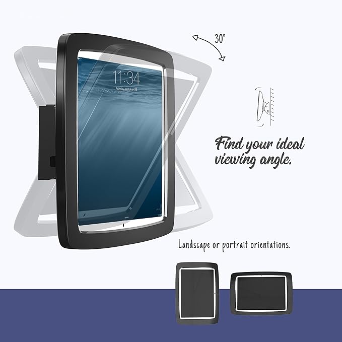 Tablet Wall Mount Lockable Tiltable Anti Theft Security, Compatible with 10.9" iPad 10th, Pro 11" 1 2 3 4, Air 4 5, Air 11", iPad 11"(A16) - BSW102BA