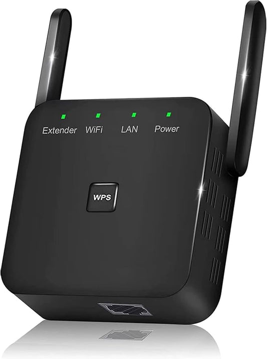 WiFi Extender Signal Booster – Covers Up to 9860 Sq.ft and 60 Devices | 2.4GHz WiFi Repeater with Ethernet Port - Quick Setup and Long Range Wireless Internet Booster for Home