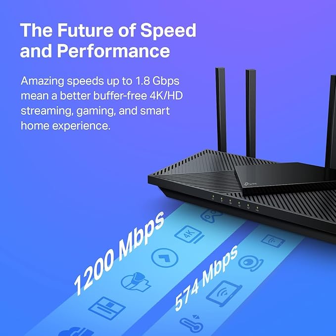 TP-Link AX1800 WiFi 6 Router V4 (Archer AX21) – Dual Band Wireless Internet, Gigabit, Easy Mesh, Works with Alexa - A Certified for Humans Device, Free Expert Support