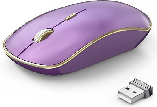 JOYACCESS Wireless Mouse - 2.4G Portable & Ergonomic with 5 DPI Levels for Desktop, Notebook, PC & Laptop (Purple)