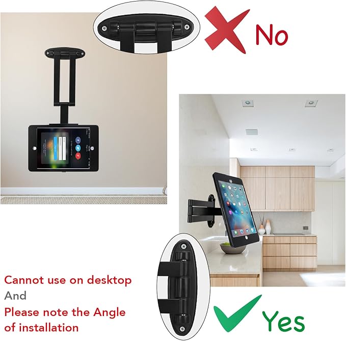 Tablet Wall Mount Bracket with fold for iPad 10.2-Inch (9th,8th,7th Gen.), Extend Adjustable Arm Swivel with Anti Theft Security Lock and Key, Multi Angle, Rotate Design,Metal (Black)