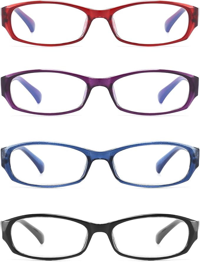 Reading Glasses Womens Men Blue Light Blocking - 4 Pairs Ladies Computer Readers +1.25 Lightweight Quality Colorful Eyeglass