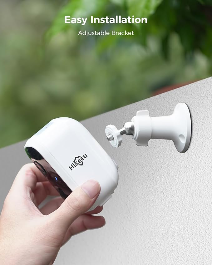 Hiseeu Solar Security Cameras Wireless Outdoor, 4 Cam-Kit, Expandable to 10CH, No Monthly Fee, Solar-Powered, Home Security Cameras System with 2K Color Night Vision, Easy Setup, 2.4G & 5G WiFi