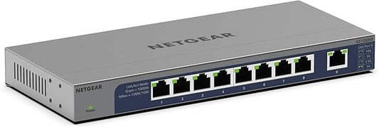 NETGEAR 8-Port 1G/10G Multi-Gigabit Ethernet Unmanaged Switch (GS108MX) - with 1 x 10G/Multi-gig RJ-45 Ethernet Uplink, Desktop or Wall Mount, and Limited Lifetime Protection