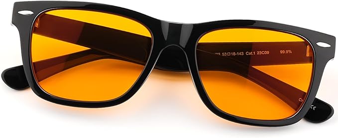 Sleep Glasses 99.9% Blue Light Glasses Dual AR Coatings Amber Orange Lens for Computer Gaming Reduce Eyestrain