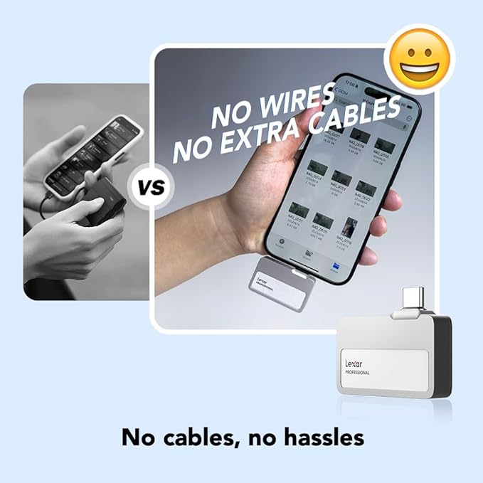 Lexar 1TB Professional Go Portable SSD, Supports Apple 4K 60fps ProRes, Up to 1050MB/s, USB 3.2 Gen 2, Rugged, IP65, Ultracompact, Compatible w/iPhone 15/16, External SSD (LSL400X001T-RNSNU)