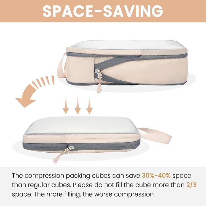 BAGAIL 6 Set Ultralight Compression Packing Cubes Packing Organizer for Travel Accessories Luggage Suitcase Backpack