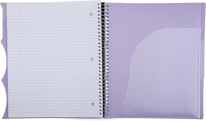 Mintra Office Durable PREMIUM Spiral Notebook (Lavender, 3 Subject (8.5in x 11in))