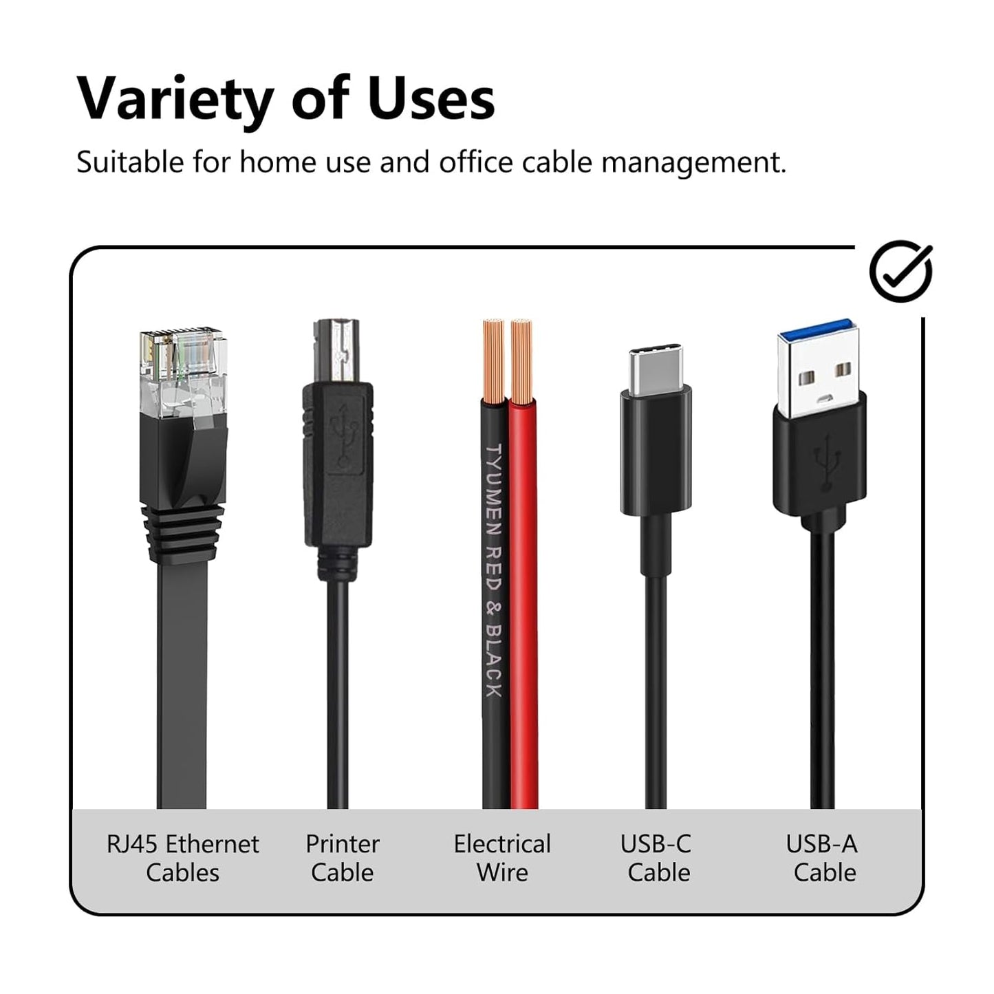 Jadaol Cable Clips with Nails, 400 Pack Cord Wire Clips (5mm 6mm 8mm 10mm), Nail-in Flat Cable Tacks for Ethernet Cable, Coaxial, TV, Speaker, Electrical Wire, White