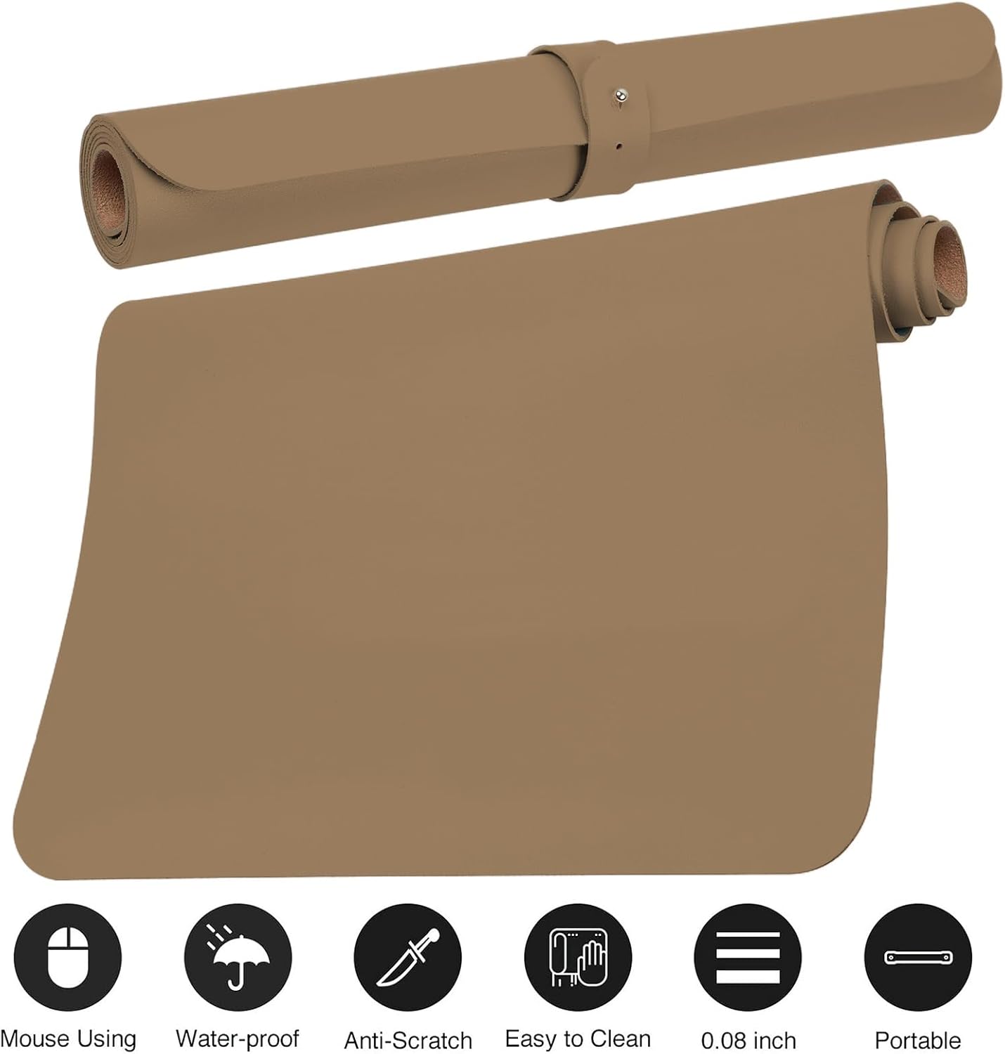 Boutilon Leather Desk Pad Protector,Non-Slip Mouse Pad,Laptop Desk Pad,Office Mouse Mat,Waterproof Leather Desk Blotter,Desk Writing Pad for Office and Home (M-Dark Apricot,30"x14")