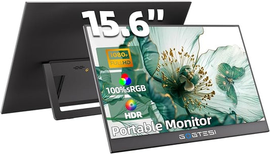 Wireless Portable Monitor 15.6 Inch 1080P FHD Ultra Slim Display WiFi Connectivity 180° Adjustable Built-in Stand Lightweight Travel Monitor for Laptop, MAC, Phone, PS5