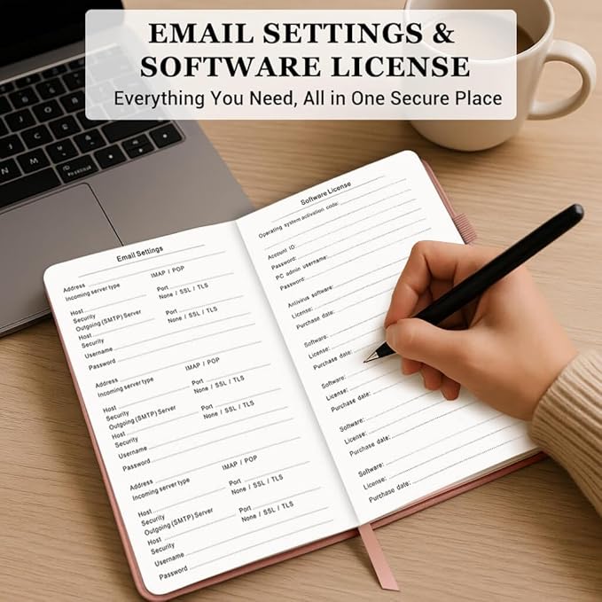 Password Book with Alphabetical Tabs – Hardcover Internet Address & Password Organizer – Password Keeper Notebook for Computer & Website – 5.2 x 7.6" Log-in Password Journal w/Thick Paper (Rose Gold)