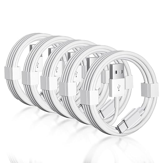 5 Pack Car Carplay Cable for iPhone 16e 17 Air 16 15 USB A to USB C Cable for iPhone 16 15 Pro Max 16 15 Plus for Carplay USB C Cord, iPad Pro iPad Air 5th Mini 6th Gen Charger Cord