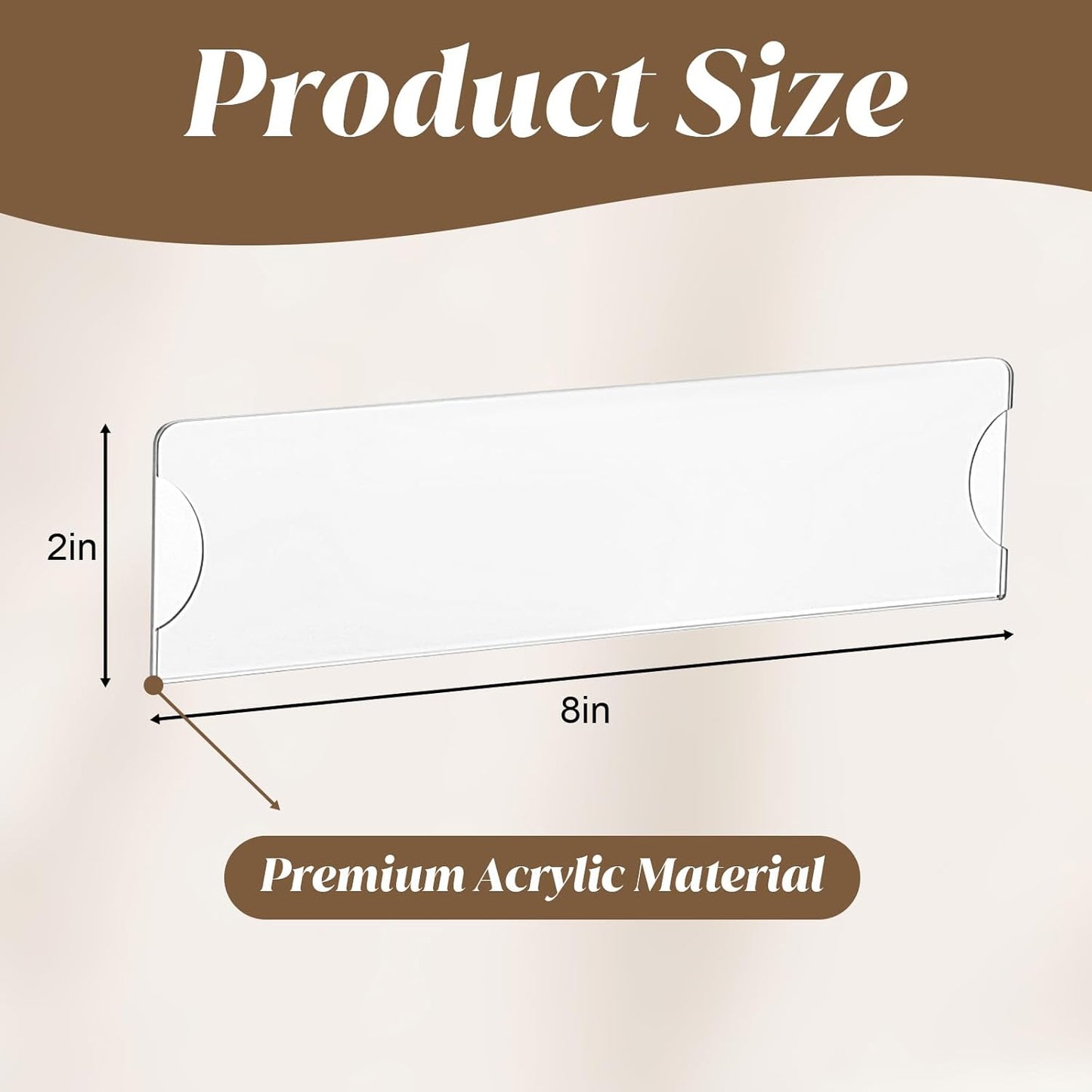 20 Pack Acrylic Wall Name Plate Holder, Clear Acrylic Sign Holder Frame with Adhesive Tapes, Door Plates for Home, Office, Classroom，2x8 Inch