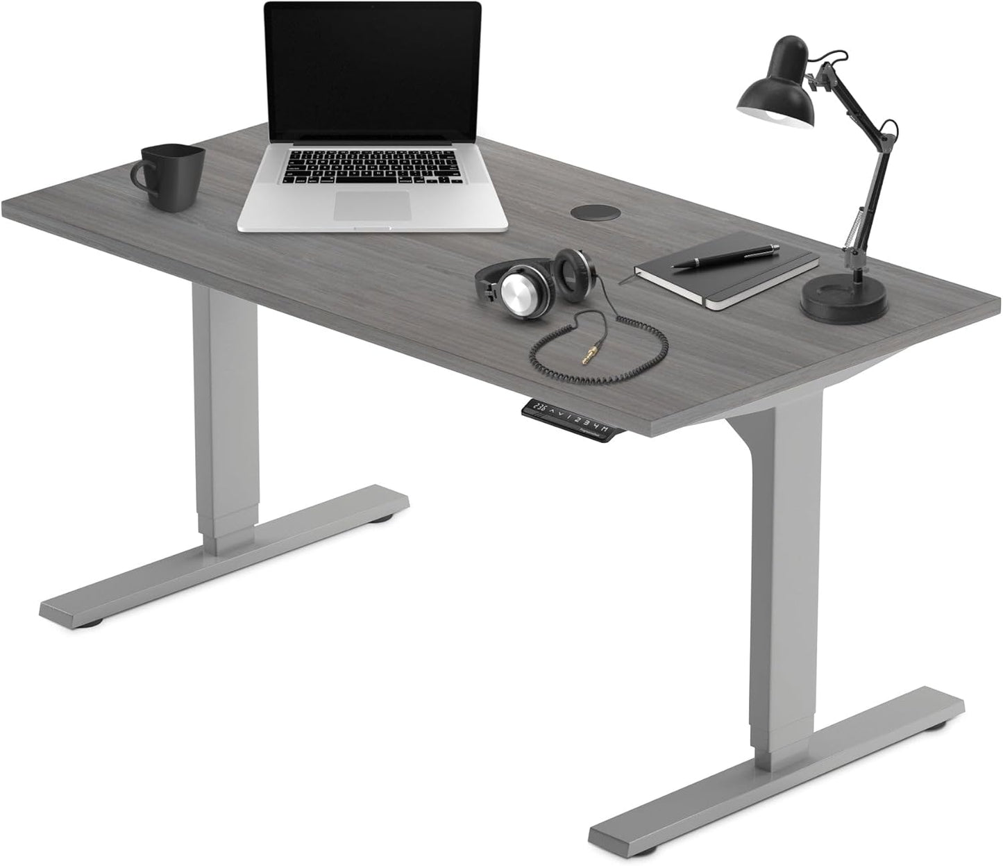 Progressive Desk Stand Up Height Adjustable Electric Standing Desk - 48" x 30" with Dual Motor, 3 Stages Sit Stand Table - Gray Oak, Gray Frame