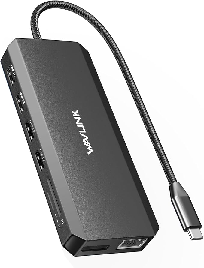 WAVLINK USB C Docking Station - Dual Monitor, Triple Display, 2 HDMI, DisplayPort, PD Charging, Ethernet, 5 USB, SD/TF Card Reader, Audio for MacBook, Dell, HP, Lenovo, Surface - Black