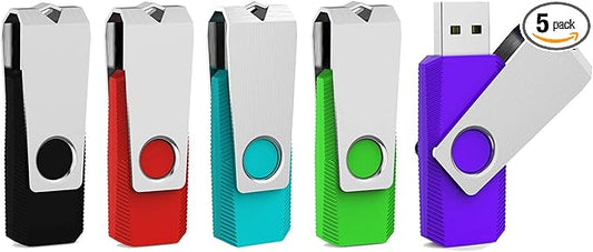 Aiibe 5 Pack 64GB Flash Drive USB Flash Drives 64GB Thumb Drive USB 2.0 Memory Stick USB Drive Zip Drive Jump Drive 64GB Multipack (64G, 5 Mixed Colors: Black Red Cyan Green Purple)