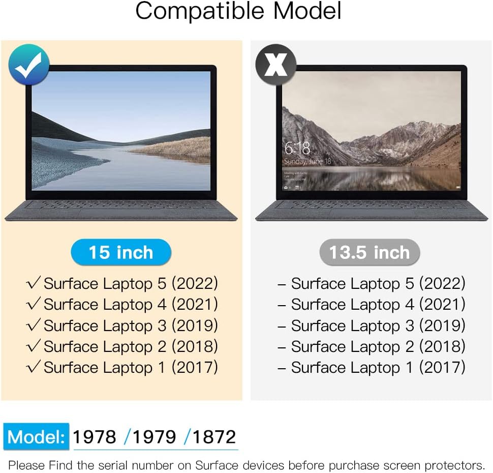 for Microsoft Surface Laptop 5/4/3 th Gen 15 inch Privacy Screen Protector Filter,Bubble Free Anti-Spy Anti-Glare Anti Blue Light Filter(Only for Surface Laptop 3/4/5 15 Privacy Screen Shield)
