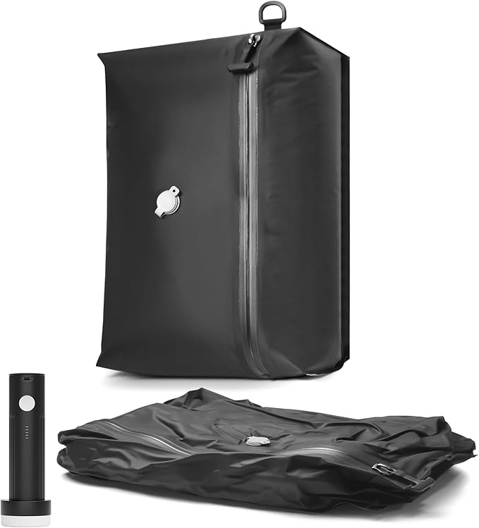 SUOCO Travel Pack Vacuum Kit, Travel Vacuum Bags with Wireless Electric Pump, Clothing Compression Packing Cubes for Carry-On Luggage Backpack Suitcase, 1 Small