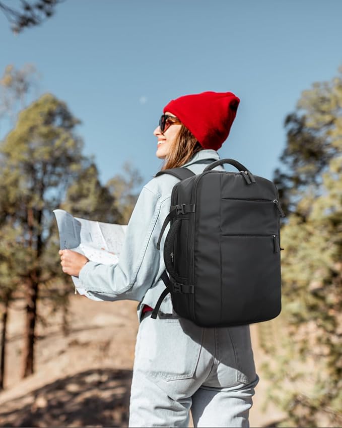 Capolo Travel Backpack for Women Men Waterproof Laptop Backpack Airlines Approved Carry On Backpack Bag Computer Bookbag for Business, Work, Traveling Fits 17 Inch Laptop(Black Zipper)