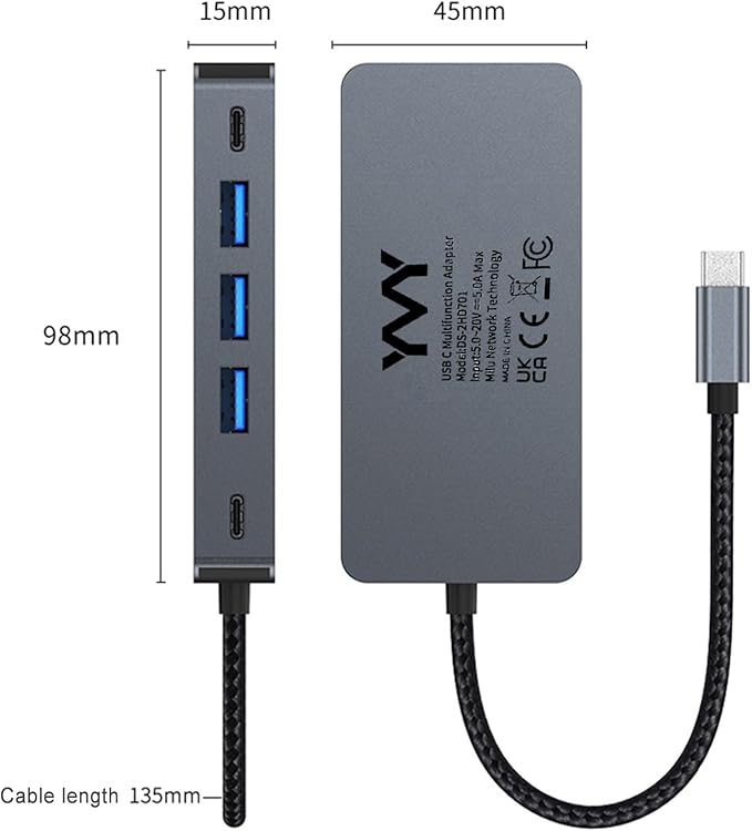 USB C to Dual HDMI Docking Station, USB C to Dual HDMI(4K@30Hz) Multiport Adapter, Type C Hub with 2 HD Monitors, 100W PD All in one for Dell HP MacBook Laptop (7 in 1 2HDMI+3USB3.0