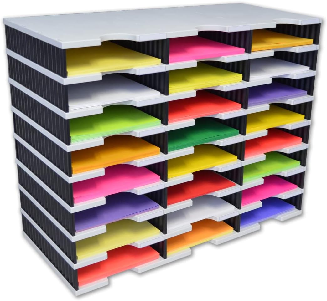 Ultimate Office TierDrop Desktop Organizer Document, Forms, Mail, and Classroom Sorter. 24 Letter Size Compartments with Optional Add-On Tiers for Easy Expansion - Gray w/Black