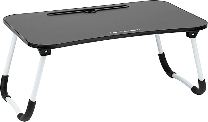 Mind Reader Lap Desk Laptop Stand, Bed Tray, Folding Legs, Couch Table, Portable, MDF, 23.25" L x 13.75" W x 10.5" H, Black