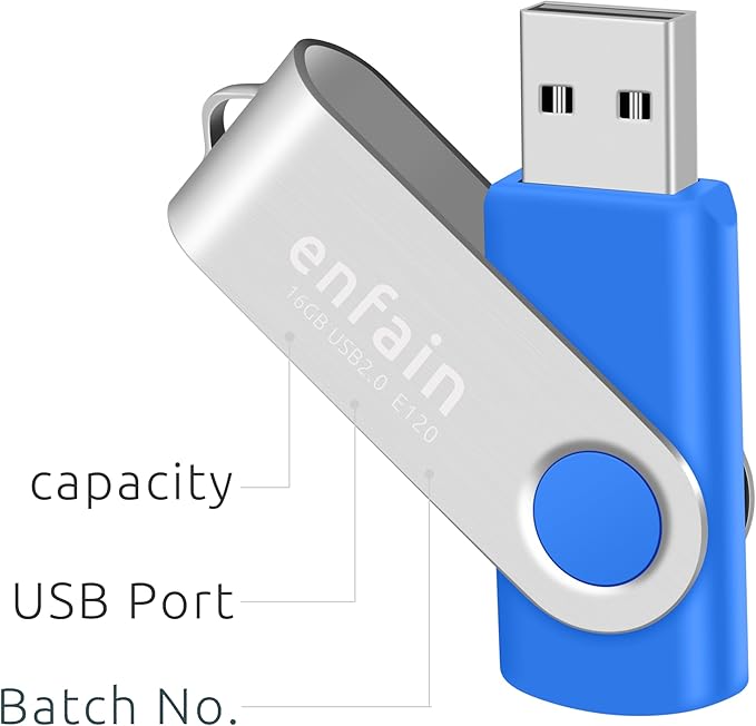 10-Pack 1GB USB 2.0 Flash Drives - Bulk Blue Thumb Drives for Data Storage, School, Office