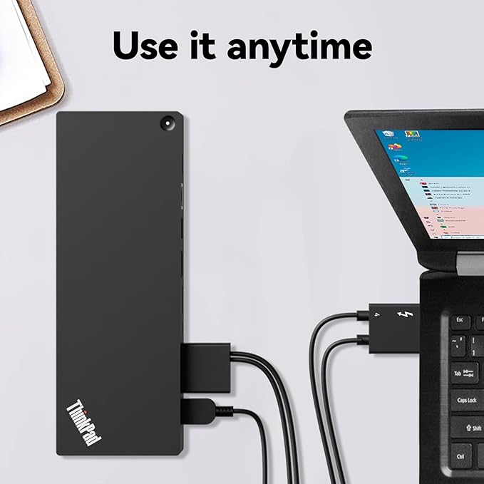 Thinkpad 40B00300 Thunderbolt 4 Universal Docking Station for Laptops, 4 External Displays, Power Charging up to 230W + ITSPWR Bundle Contains HDMI 4K Cable + DP Cable+ Cleaning Cloth