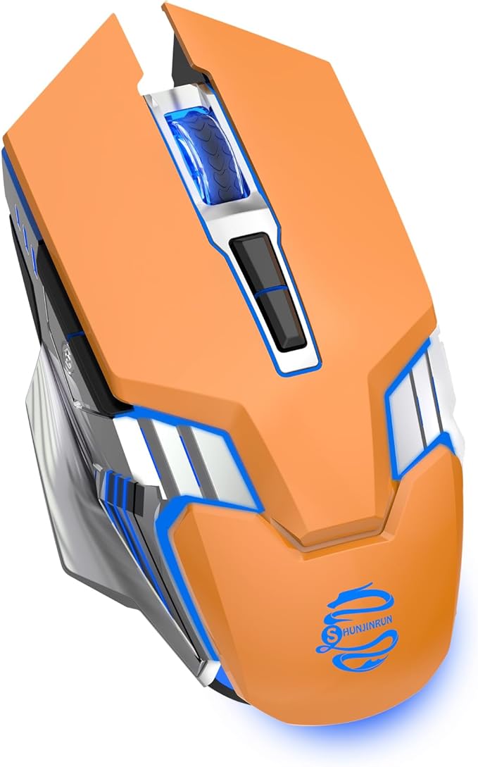 Bluetooth Wireless Gaming Mouse, 2400 DPI, RGB Backlit, Rechargeable Cordless Computer Mouse for Laptop PC Mac Macbook Air/Pro iPad Chromebook Office Gamer - Orange