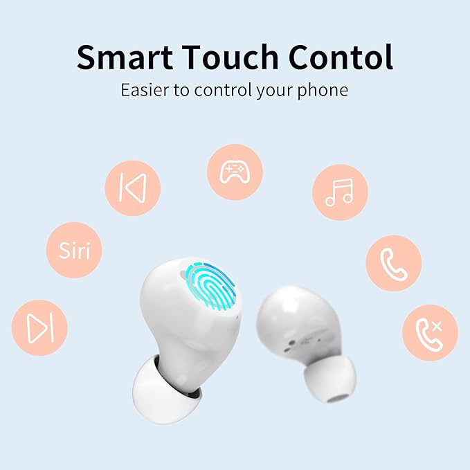 Pink Wireless Earbuds Girls Bluetooth 5.3 Built in Mic 36H Playtime IPX5 Waterproof Noise Reduction Kids Headpones LED Display USB-C Cordless Earbuds for Workout Sport