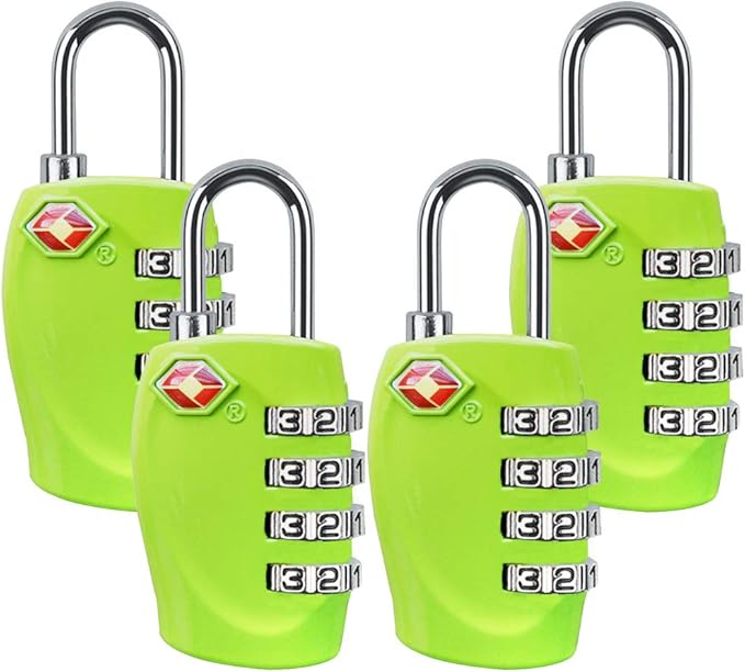 4 Dial Digit TSA Approved Travel Luggage Locks Combination for Suitcases (Green-4pack)