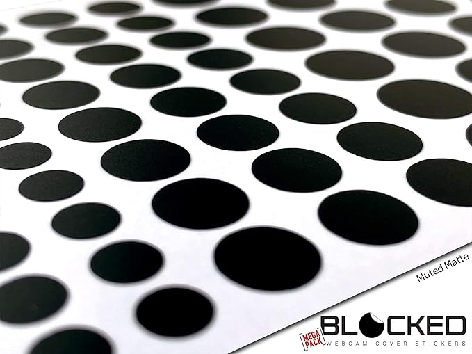 BLOCKED Stackable Webcam/Camera Vinyl Covers | 95 Low-Tack Restickable Webcam Sticker | 5-Sizes | Black 95-Pack (Muted Matte)
