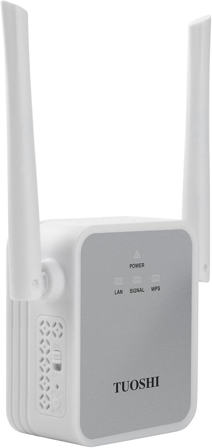 TS720W Wall-Plug WiFi Range Extender, 300Mbps Wireless Signal Booster, WiFi Repeater/Access Point/Router with High Gain Dual External Antennas & Ethernet Port-Wall Plug Design-WPS