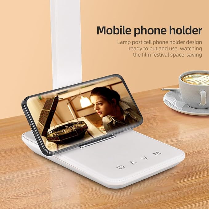 LED Desk Lamp for Home Office, USB Charging Port, Dimmable Table Lamp, Foldable Table lamp, Touch Control, 5 Lighting Modes, University Dormitory Eye Protection Learning Reading Lamp (White)