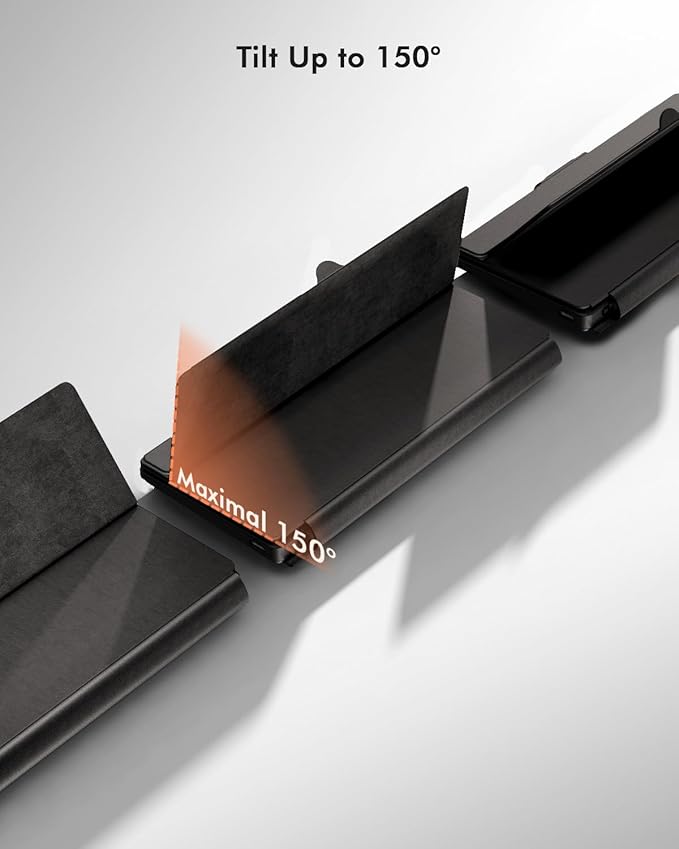 Doohoeek Universal Bluetooth Mini Keyboard, Wireless Compact Keyboard with Orange Navigation Keys & Any-Angle Stand for Android/iOS/Windows, Dual-Device Keypad for Phones/Galaxy Z Fold/iPad mini