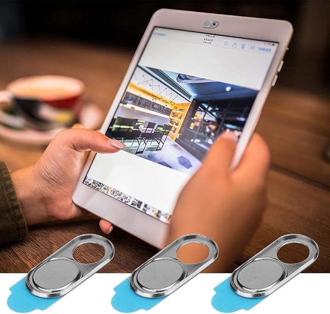 ASHATA 3pcs Metal Camera Lens, Ultra Thin Camera Cover Webcam Cover Blocker Slider for Smartphone Tablet Desktop Laptop (Silver)