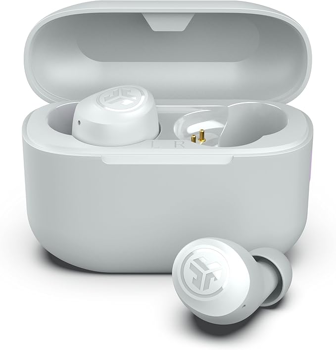 JLab Go Air Pop+ True Wireless Earbuds, in Ear Headphones, Bluetooth Earphones, 35H Playtime Ear Buds, Bluetooth Earbuds with Microphone, USB-C Charging Case, Dual Connect, EQ3 Sound, Cloud White