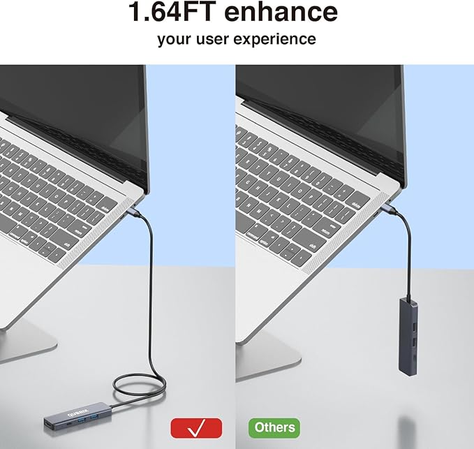 USB C 5 in 1 HUB,10Gbps USB-C/A 3.2 Ports, 4K HDMI 30Hz,100W PD Fast Charging,Compatible for MacBook Pro/Air, Dell XPS, iPad Pro Aluminum Splitter,Surface Pro,Thunderbolt Laptops