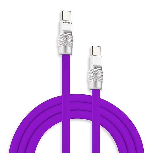 chubbycable Chubby 2.0 Fast Charging Cable Durable Soft Silicone USB C Cable 240W Extra Thick Charger Cord Compatible with iPhone 17-15 Series iPad, Purple, Type-C to Type-C, 9.8 FT