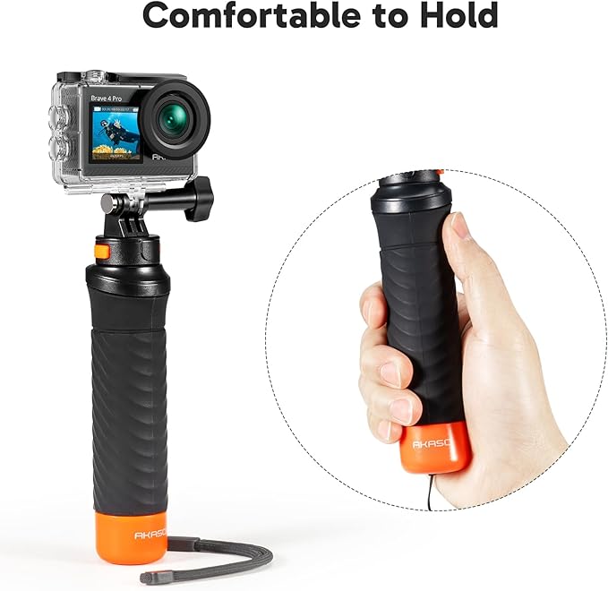 AKASO Brave 4 Pro Action Camera with Waterproof Floating Hand Grip Bundle - 4K30 20MP Ultra Hd EIS 131ft Underwater Camera 5xZoom Touch Screen WiFi Remote Control with Helmet Carry Bag Accessories Kit