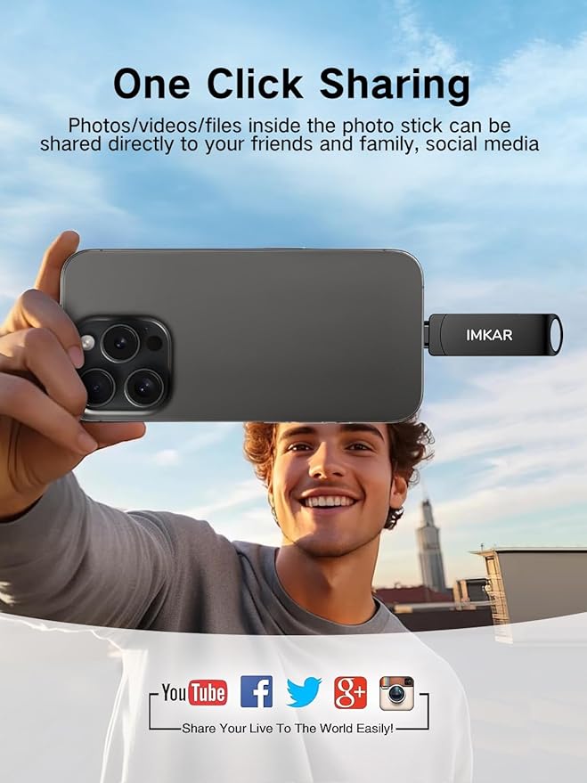 MFi Certified 256GB Flash Drive for iPhone iPad, IMKAR Memory Stick Storage for Photos Videos, Compatible with iPhone iPad Android and PC, Plug and Play No Application Required (Metal Gray)