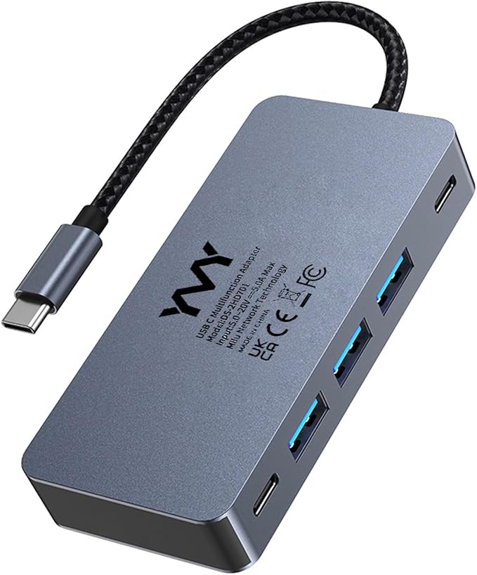 USB C to Dual HDMI Docking Station, USB C to Dual HDMI(4K@30Hz) Multiport Adapter, Type C Hub with 2 HD Monitors, 100W PD All in one for Dell HP MacBook Laptop (7 in 1 2HDMI+3USB3.0