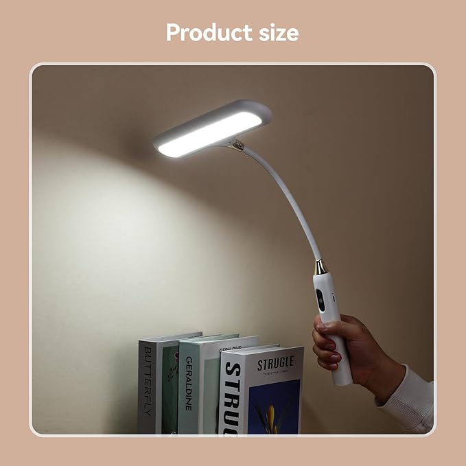 VAVOFO LED Desk Lamp 6778B - Touch Control, Adjustable 2700-7000K Color Temperature, 700 Lumens, 360° Flexible Gooseneck, USB-C Charging, 2.5hrs Cordless, Eye-Caring Light (White)
