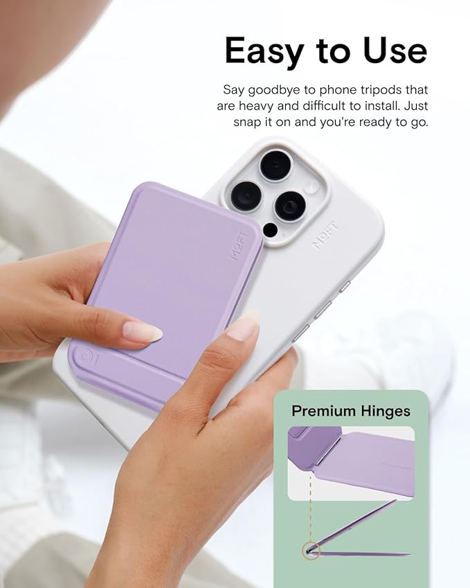 MOFT Phone Tripod Wallet for iPhone, Mulit-Angles, Lightweight & Portable Phone Stand, MOVAS Vegan Leather Magnetic Wallet, Strong Magnets, NFC Card Holder,Travel Essential, Blush (with Card Slot)